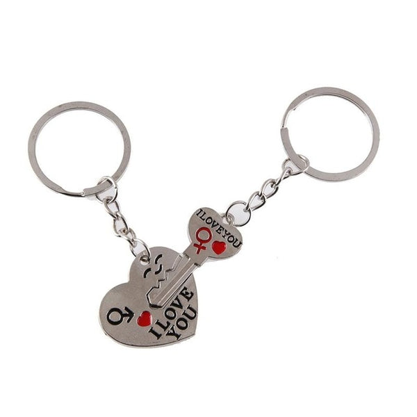 1 Pair Couple I LOVE YOU Letter Keychain Heart Key Ring Silvery Lovers Love Key Chain Souvenirs Valentine's Day Jewelry Gifts
