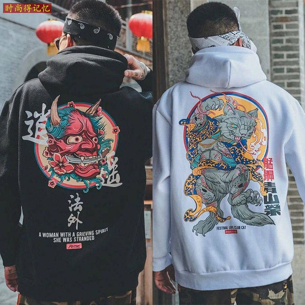 Fashion Men Cool Men Hip Hop Hoodies Japanese Casual Sweatshirts Streetwear Men Women Loose Pullover Harajuku Devil Hoodie Male