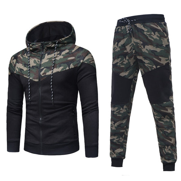 Men's sets Autumn Winter Camouflage Top Pants Sets Sports Fashion Suit Tracksuit Tracks Casual Mens Hooded Blouse pants new